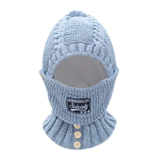 3 in 1 Knitted Hat Winter Warm Beanies Cold Protection Mouth Mask