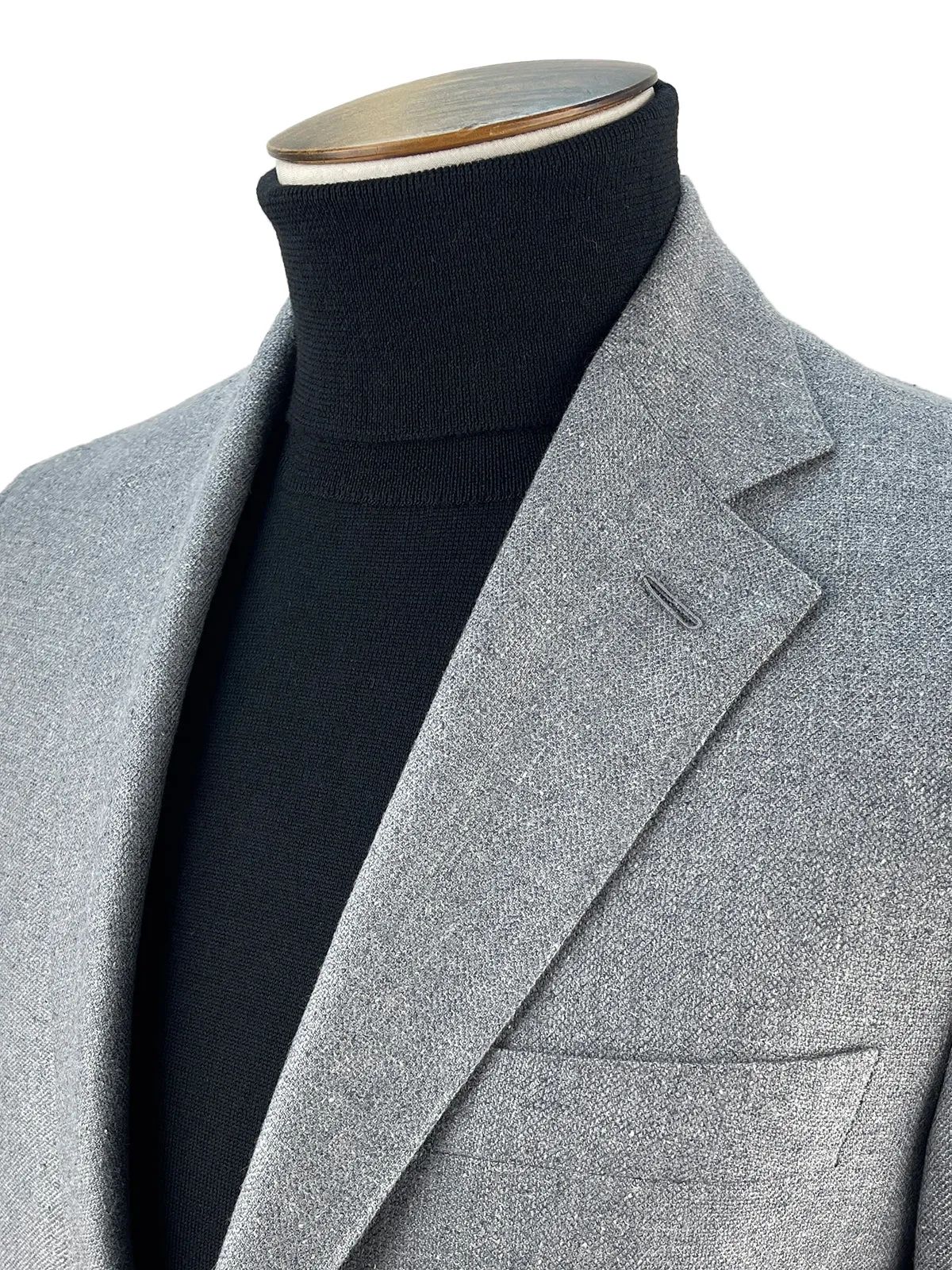 Adria Blazer - Light Grey Silk & Wool Basketweave