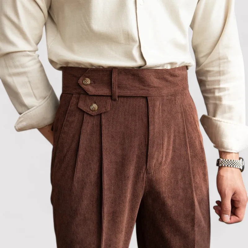 Ancien | Men's Corduroy Pleated Trousers