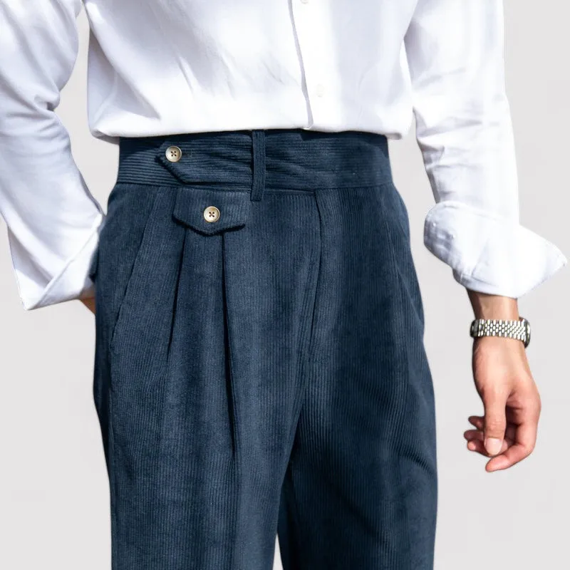 Ancien | Men's Corduroy Pleated Trousers