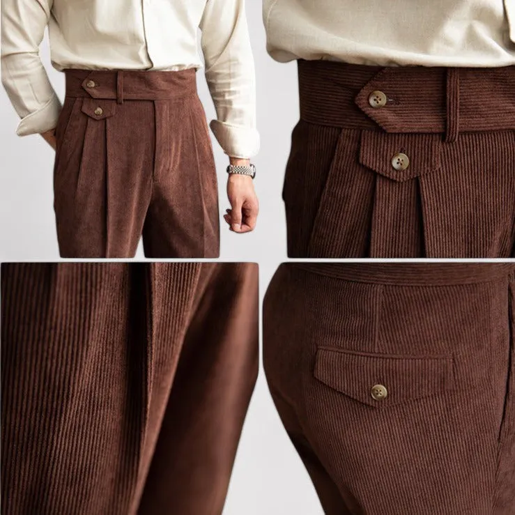 Ancien | Men's Corduroy Pleated Trousers