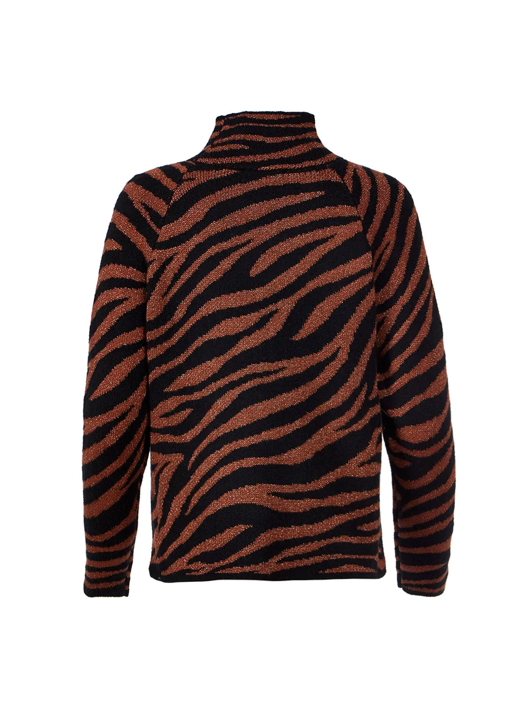 Animal Jacquard Mock Neck Sweater in Penny Brown