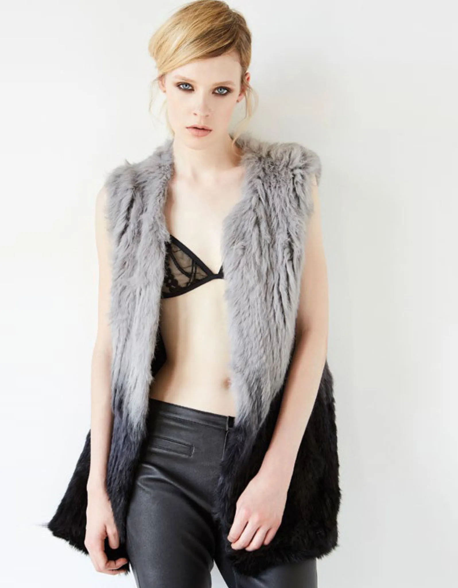 Arielle Boyfriend Fur Vest in Ombre