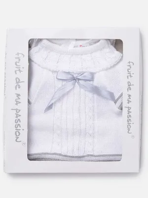 Baby Girl 3-piece Ribbon Knitted Gift Box Set-White