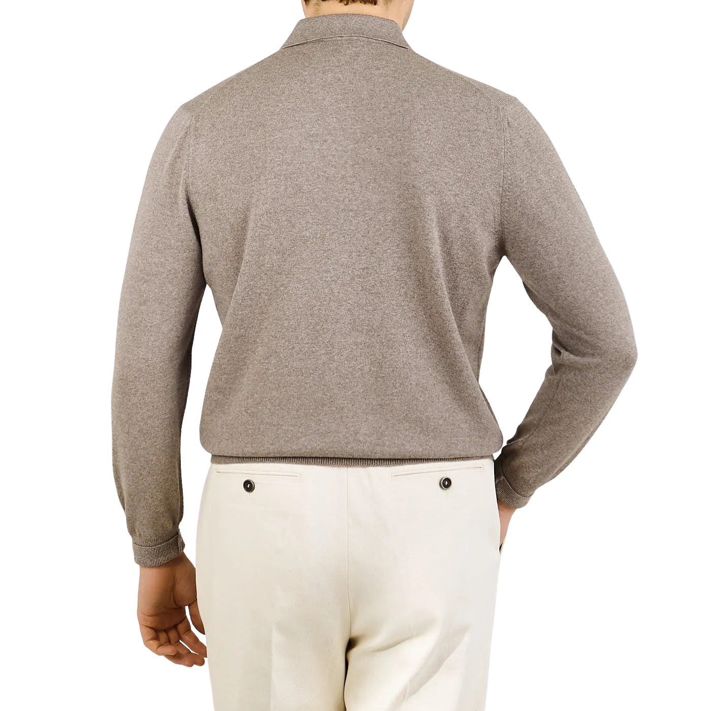 Beige Extra Fine Merino Wool Polo Shirt