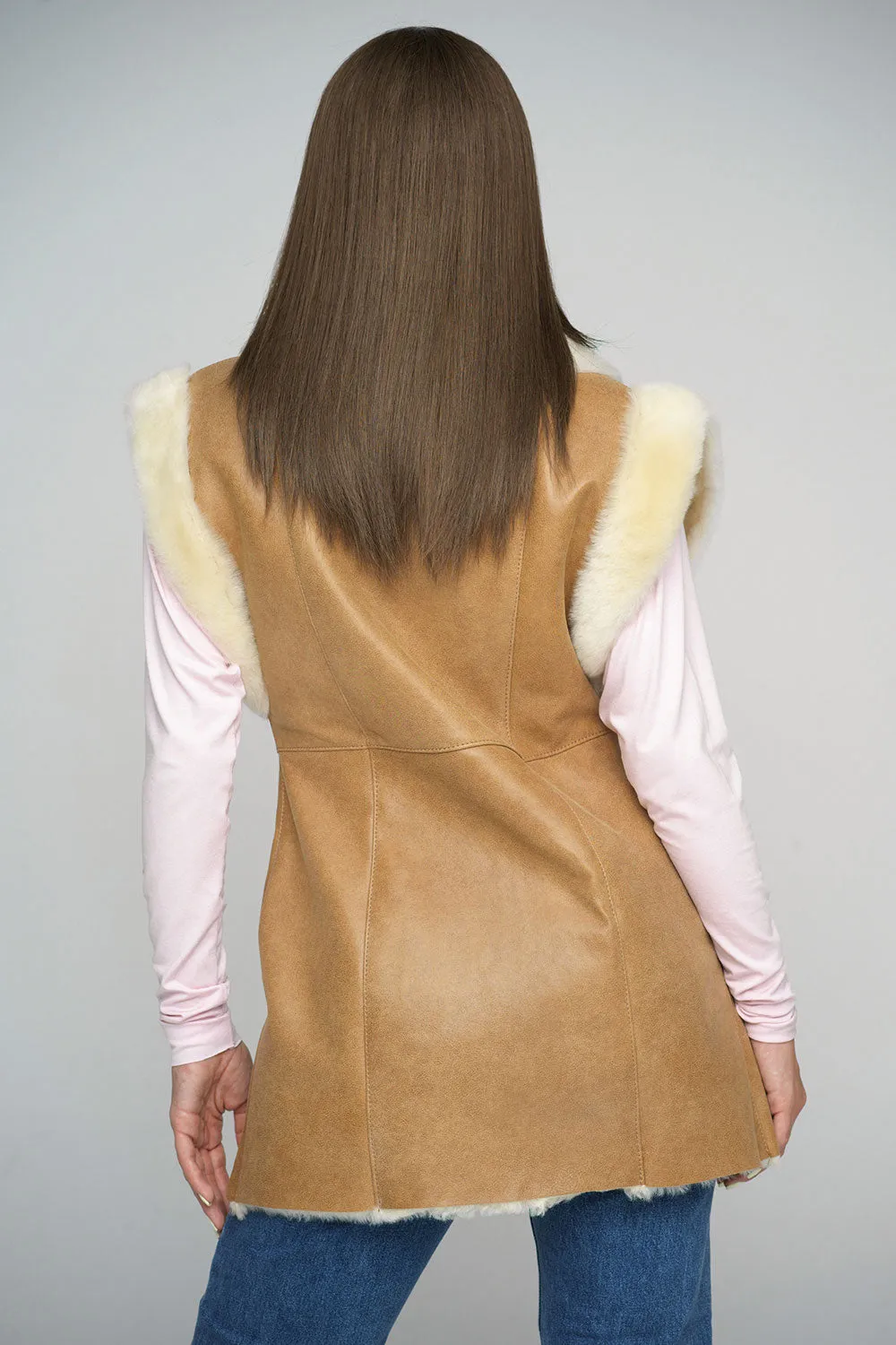 Beige Merino Shearling Vest