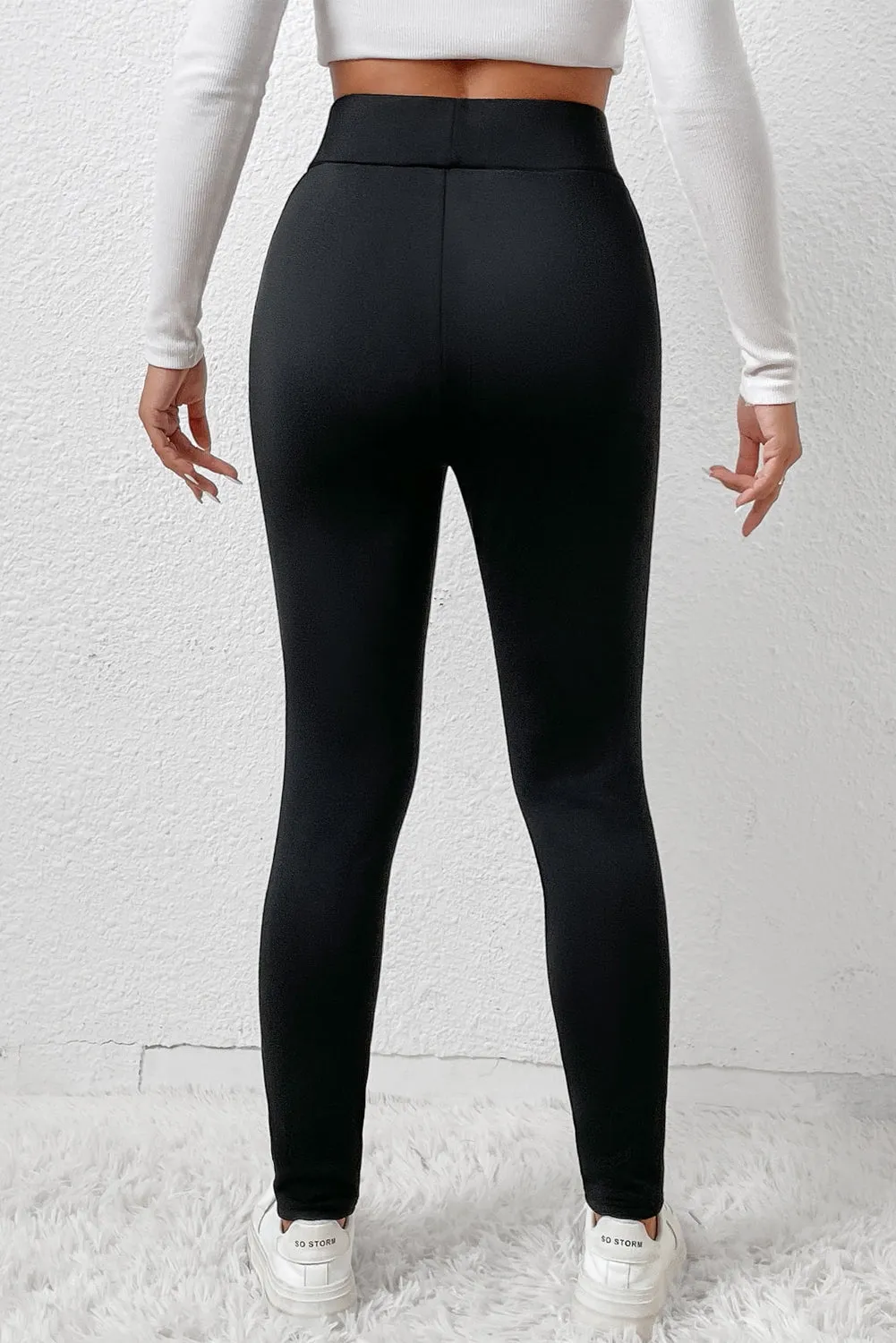 Black Fleece Lining Winter High Waist Leggings