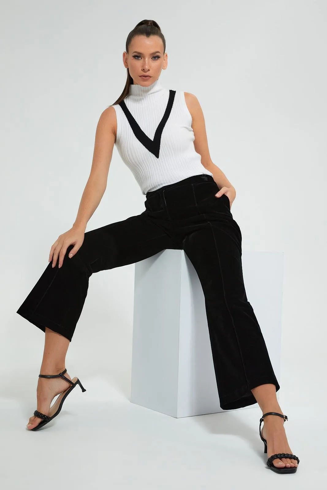 Black Velvet Flare Pant