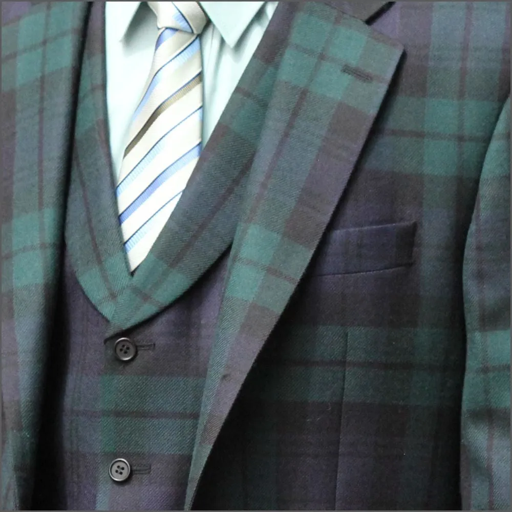 Black Watch Tartan Wool Blazer--