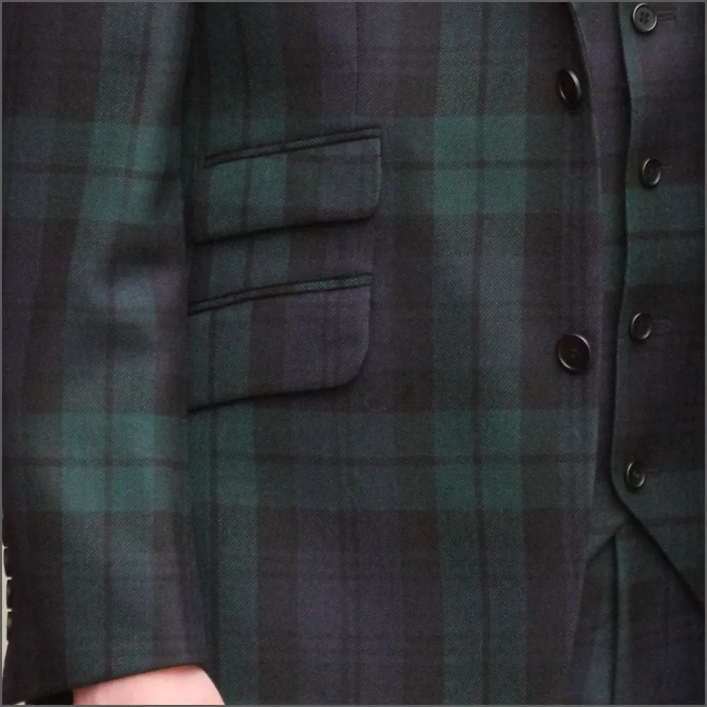 Black Watch Tartan Wool Blazer--