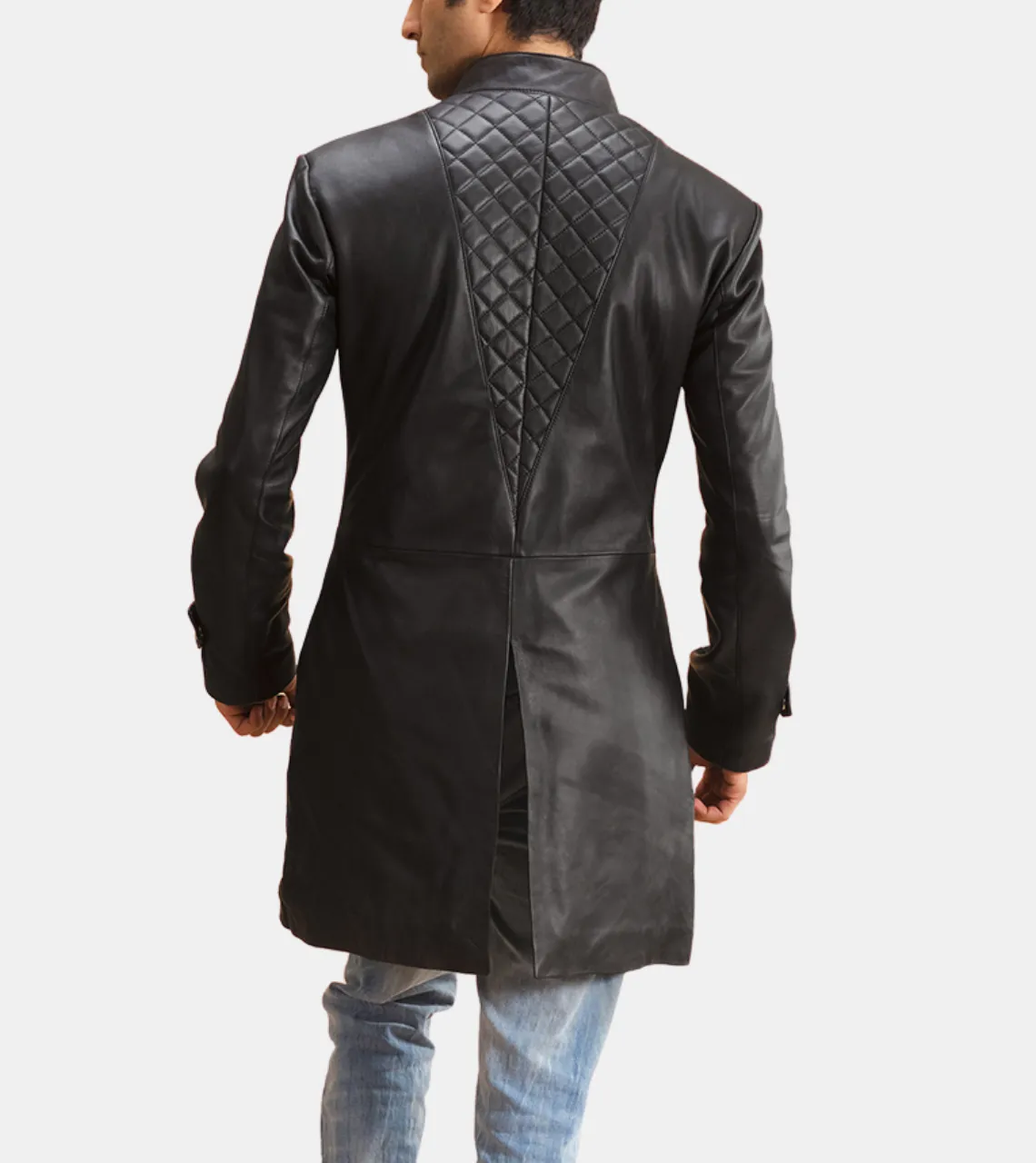 Brock Men's Black Quilted Zipper Leather Coat