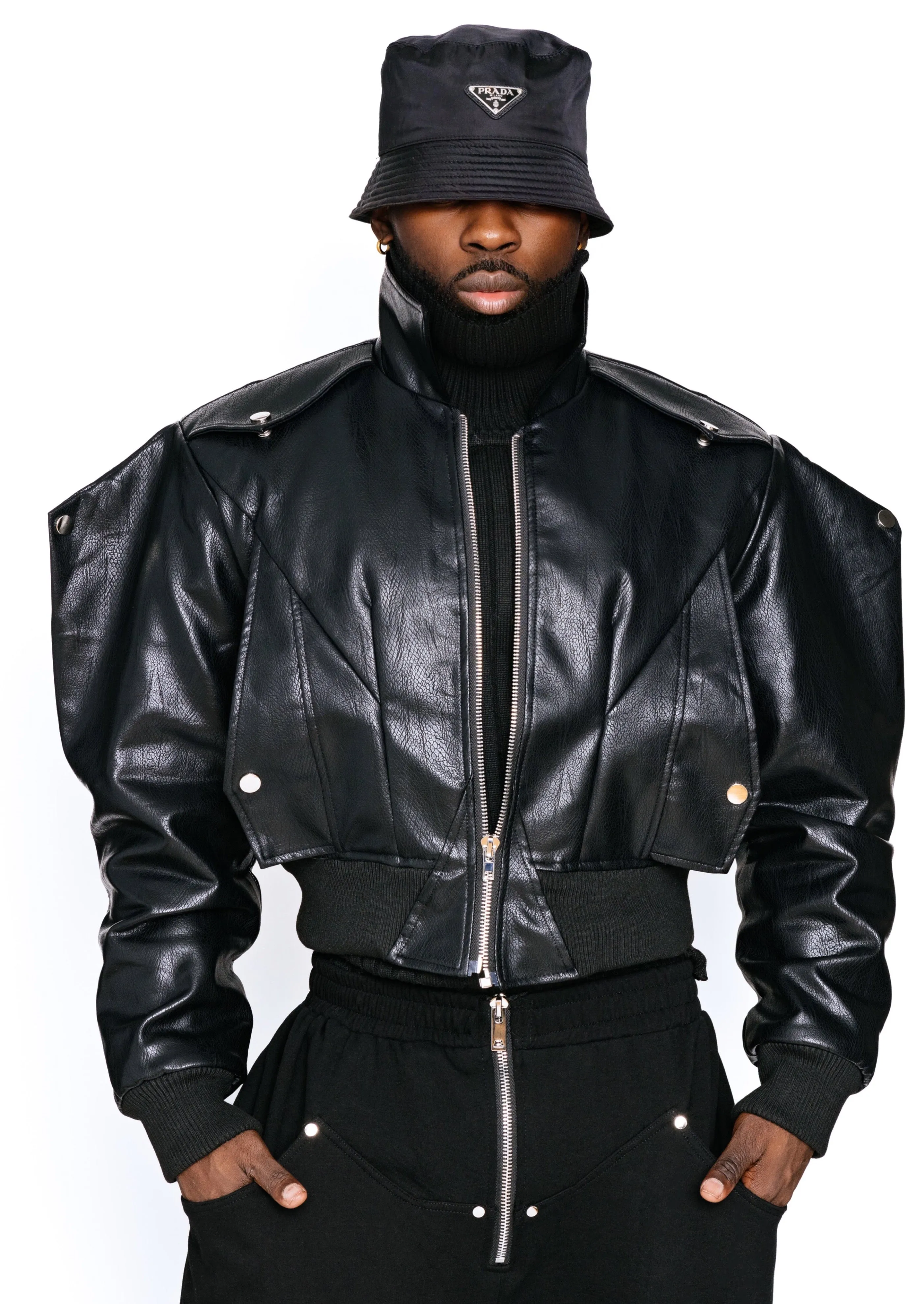 Brooklyn Baddie Crop Vegan leather Jacket. SLIM FIT.. ONLY 10 LFFT  ..SHIP SAME DAY