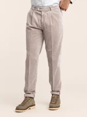 Brown Garment-Dyed Leisure-Fit Corduroy Trousers