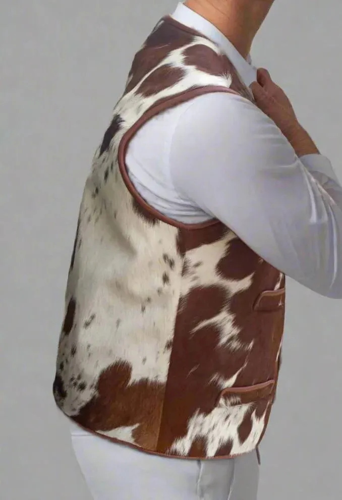 Brown White Cow Skin Vest