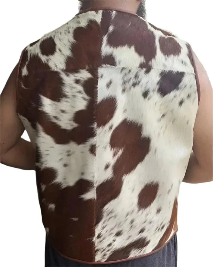 Brown White Cow Skin Vest