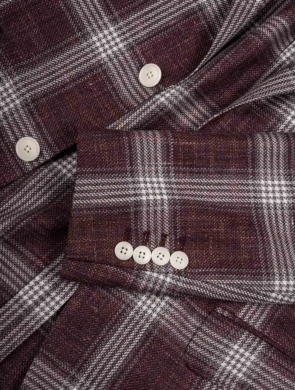 Burgundy Check Unstructured Jacket Burgundy