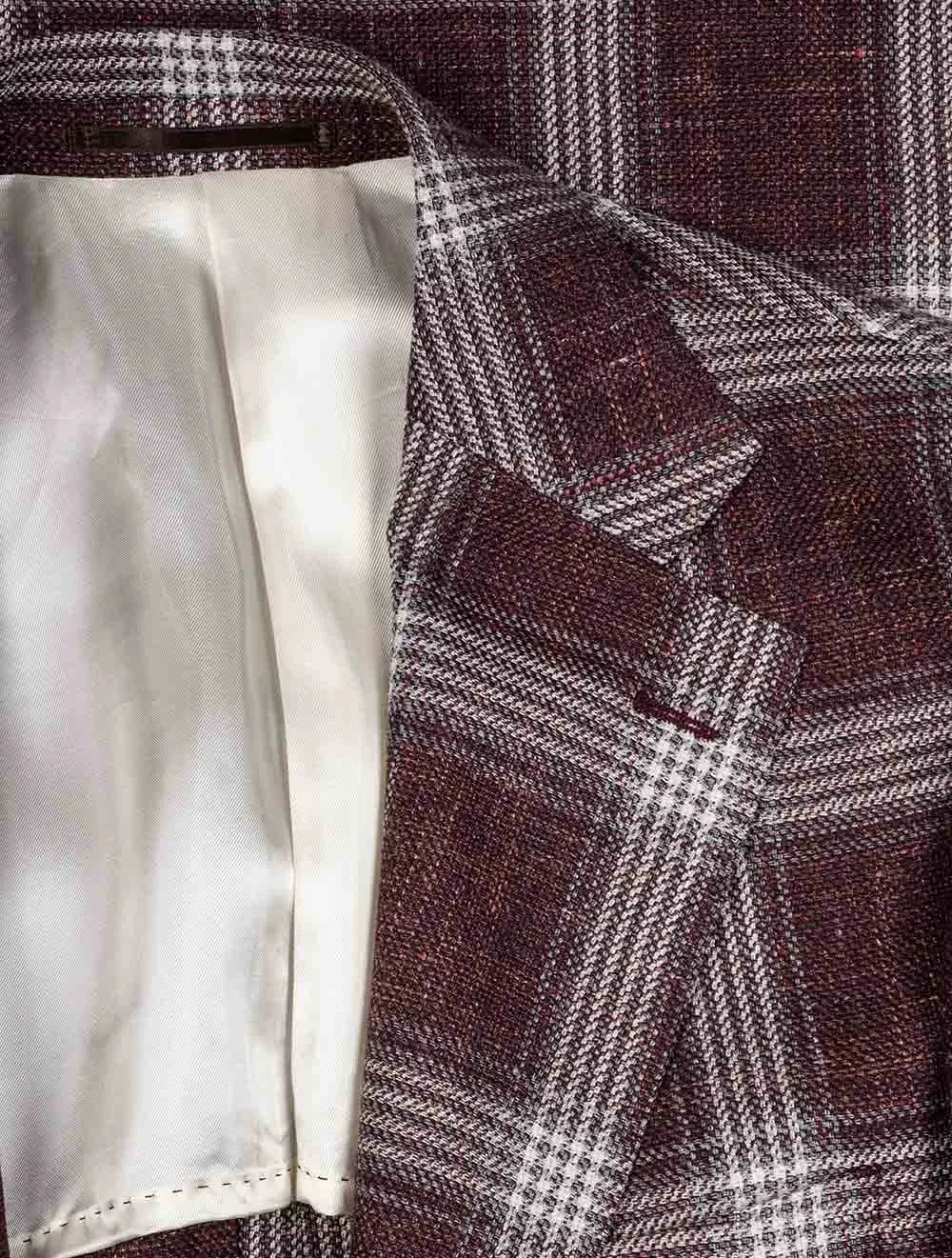 Burgundy Check Unstructured Jacket Burgundy