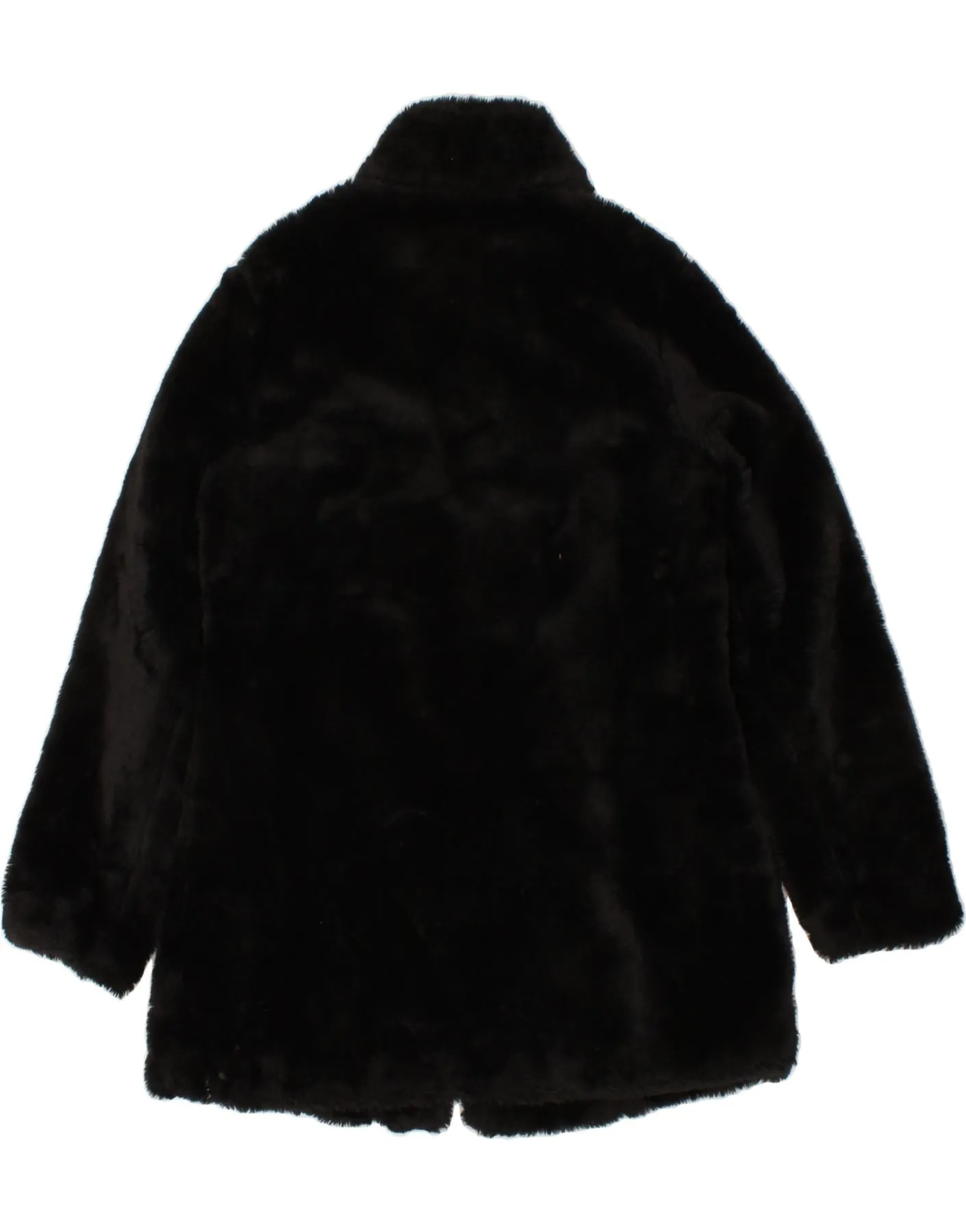 CAMAIEU Womens Faux Fur Overcoat UK 14 Medium Black Polyester