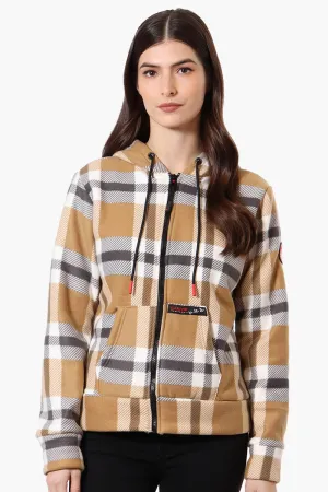 Canada Weather Gear Plaid Fleece Lined Hoodie - Beige