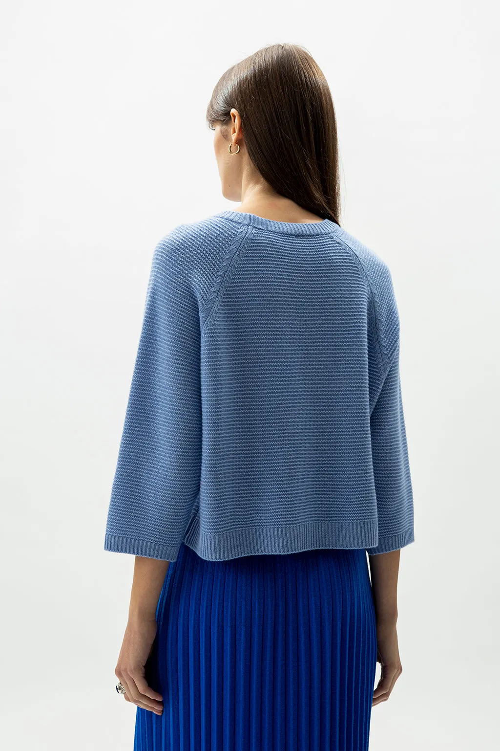 CASHMERE MIX CROPPED 3-4 SLEEVE PULLOVER