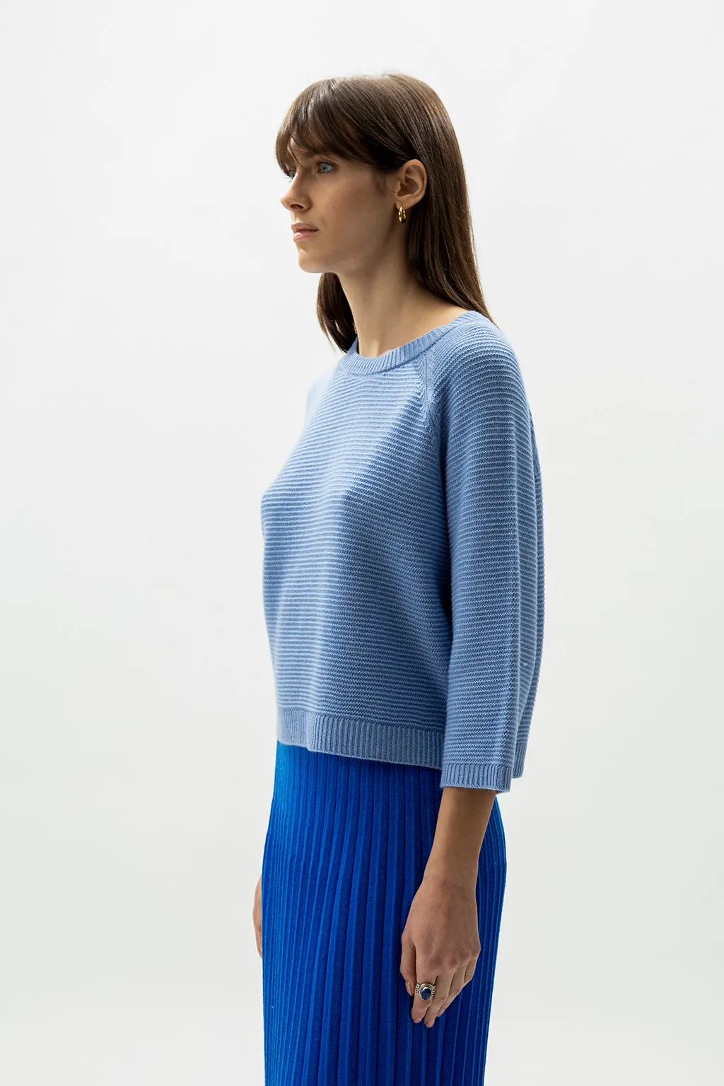 CASHMERE MIX CROPPED 3-4 SLEEVE PULLOVER