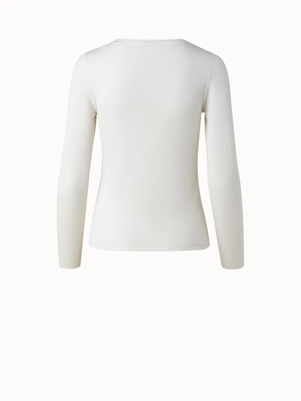 Cashmere Silk Fitted Scoop-Neck Pullover