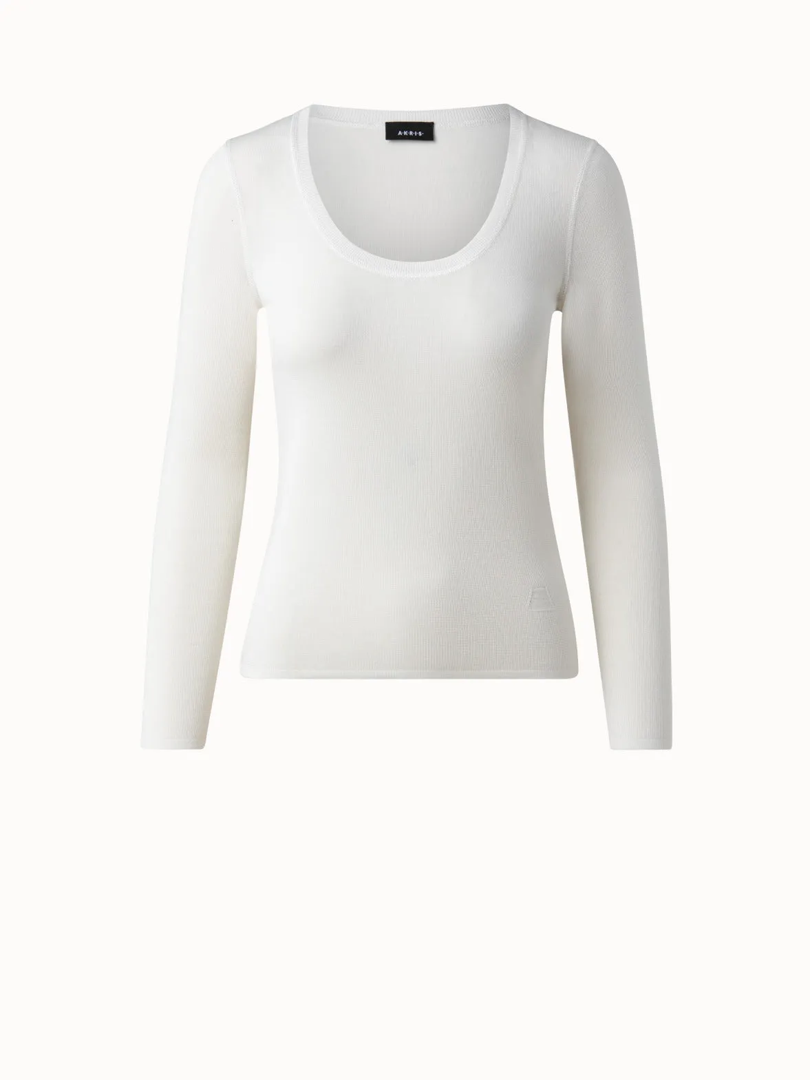 Cashmere Silk Fitted Scoop-Neck Pullover