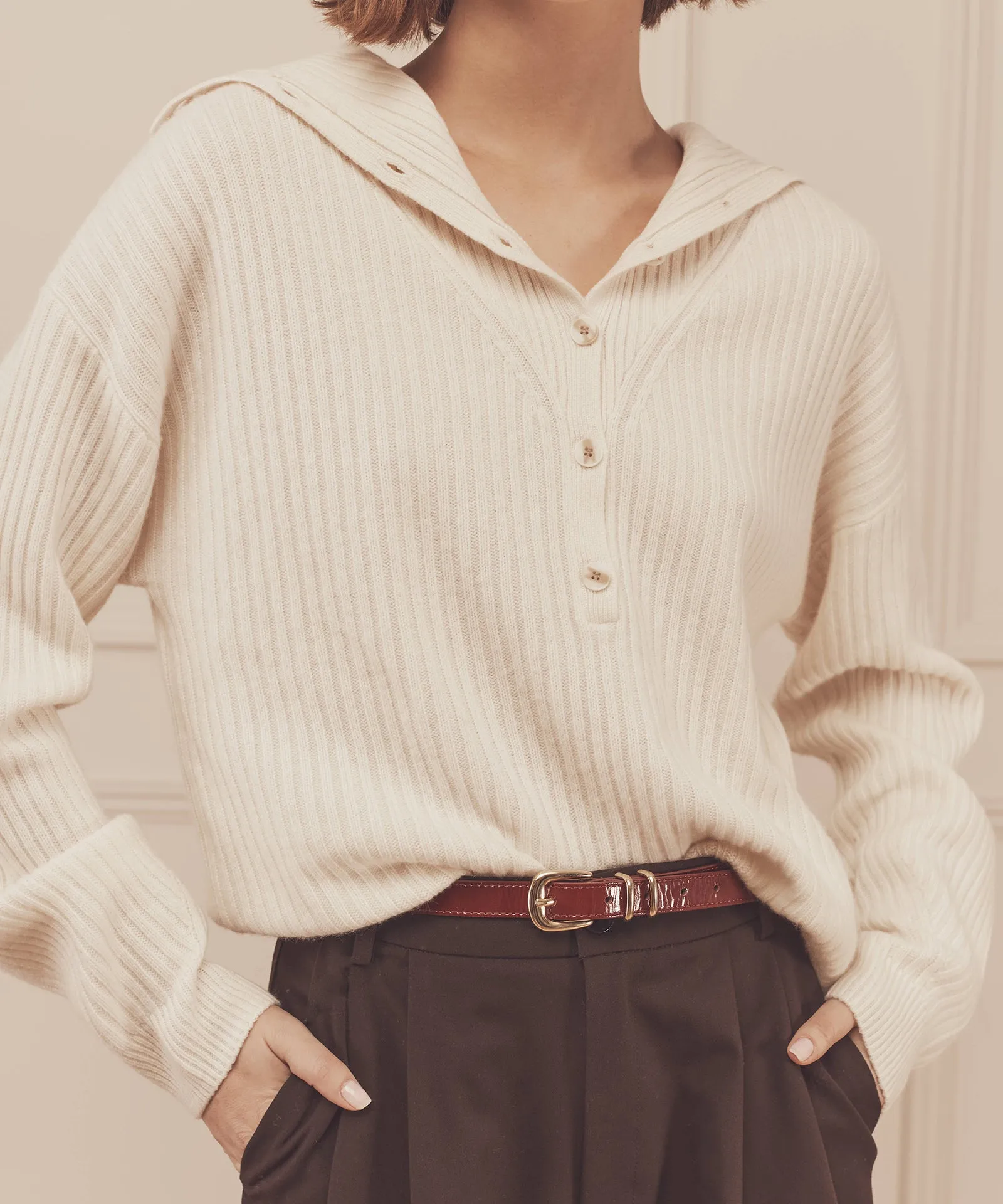 Cashmino Half Button Sweater