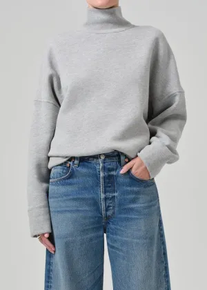 Citizen of Humanity Cara Fleece Turtleneck in Heather Grey