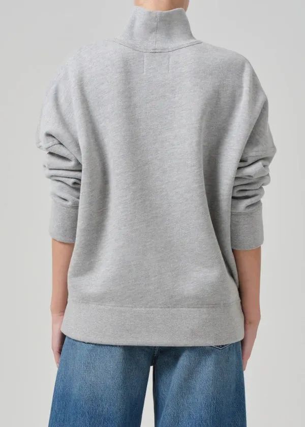 Citizen of Humanity Cara Fleece Turtleneck in Heather Grey