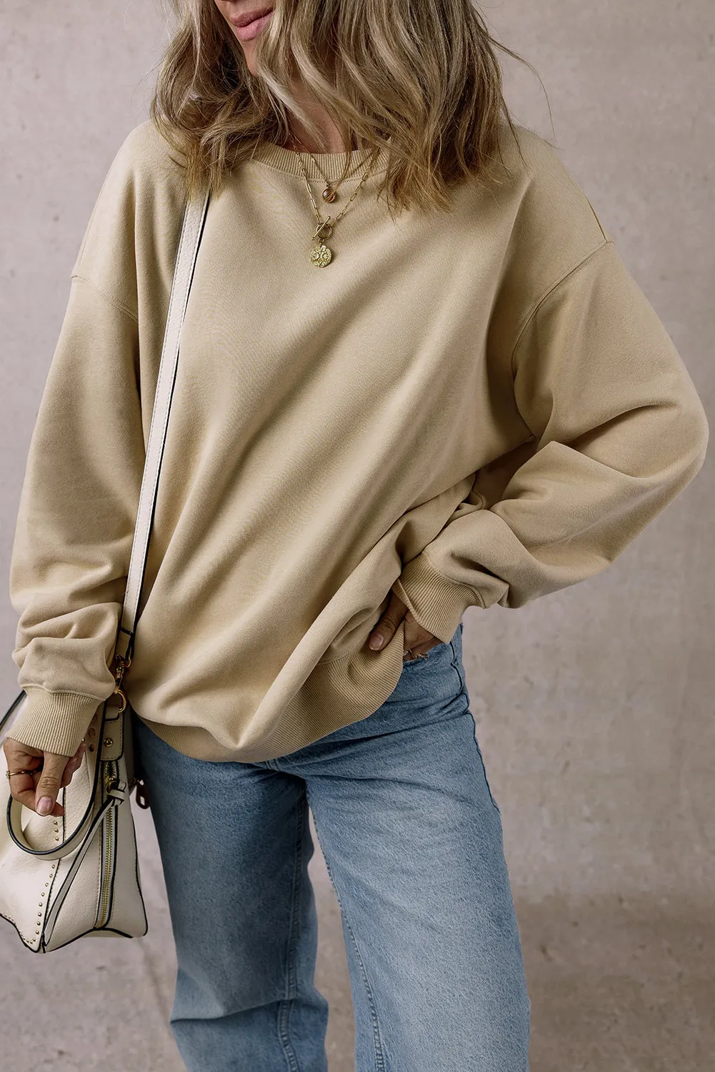 Cozy Comfort Solid Fleece Lined Crew Neck Sweatshirt