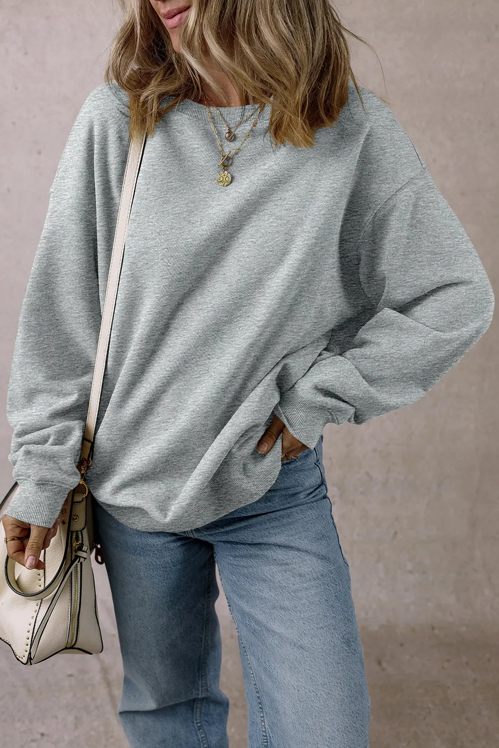 Cozy Comfort Solid Fleece Lined Crew Neck Sweatshirt