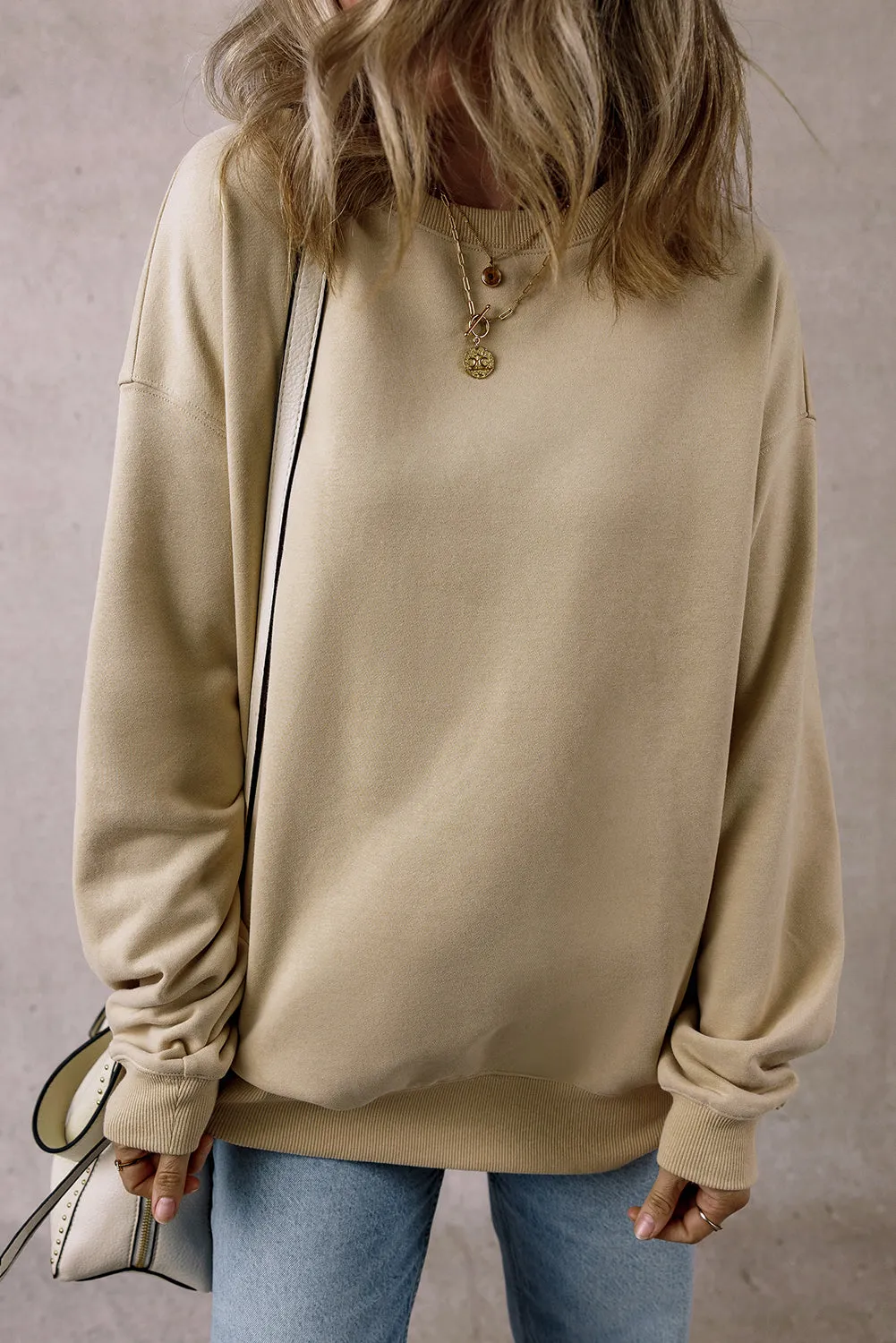 Cozy Comfort Solid Fleece Lined Crew Neck Sweatshirt