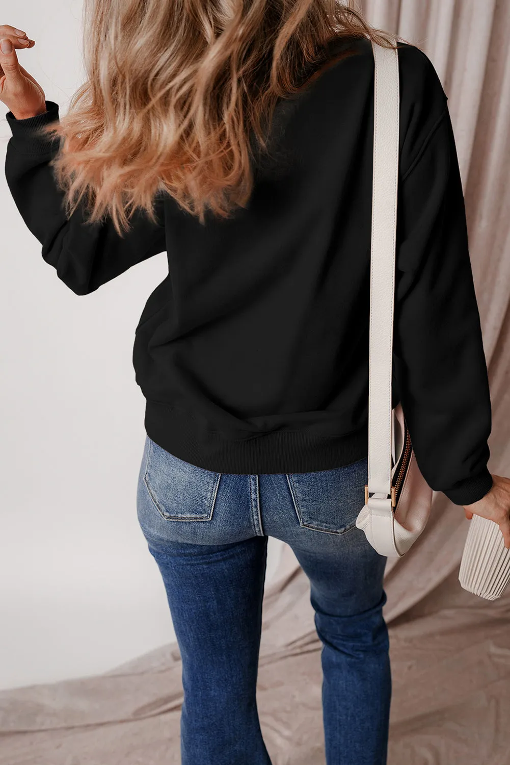 Cozy Meadow Mauve Fleece-Lined Drop Shoulder Terry Sweatshirt