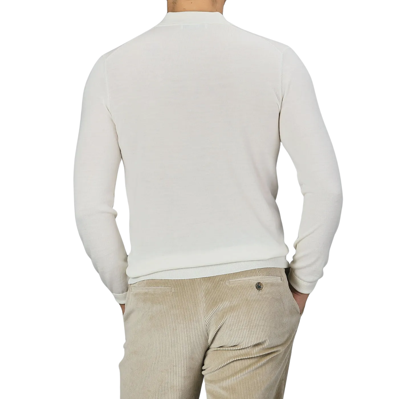 Cream 16 Gauge Merino Wool Polo Shirt