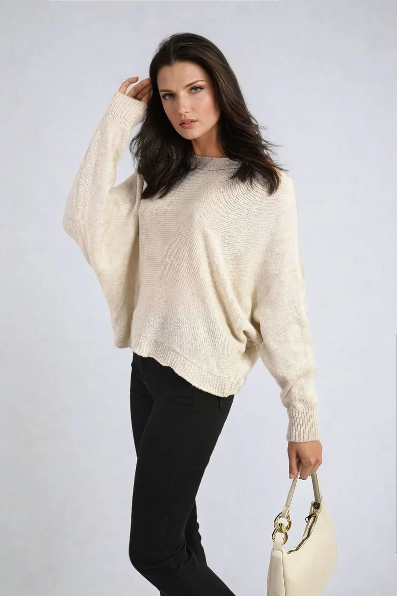 Crew Neck Back Patterned Knitted Jumper