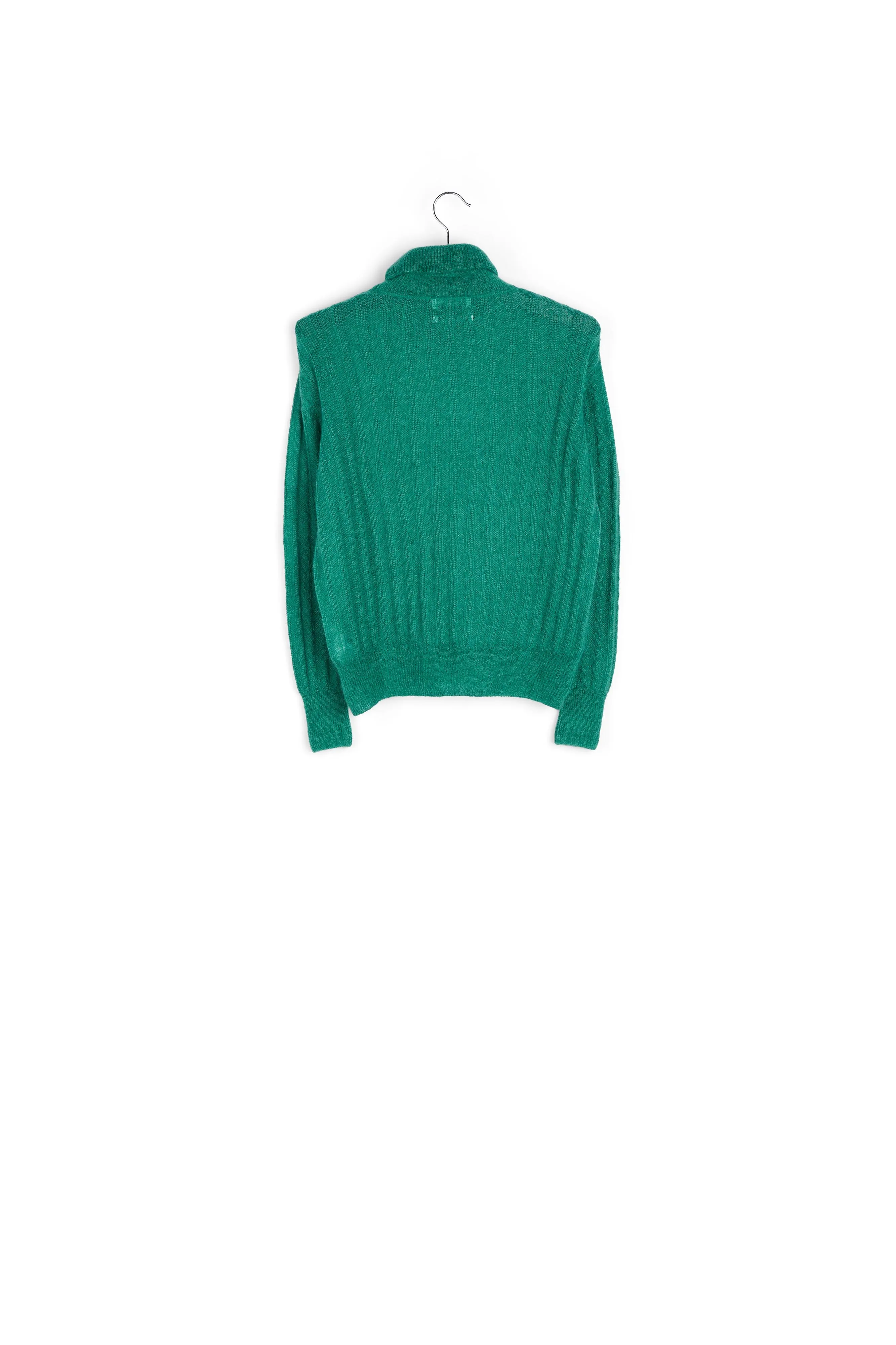 Dark green cable-knitted turtleneck sweater