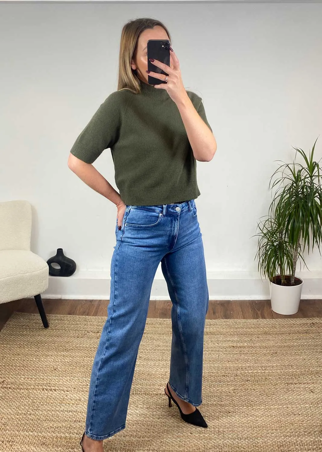 Elle Soft Knit Top in Khaki