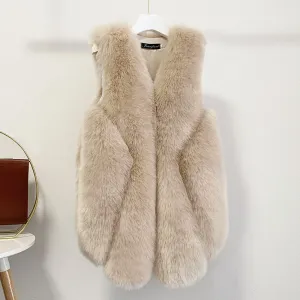 Faux Fur Sleeveless Vest Jacket Autumn Winter Elegant Fashion Vest