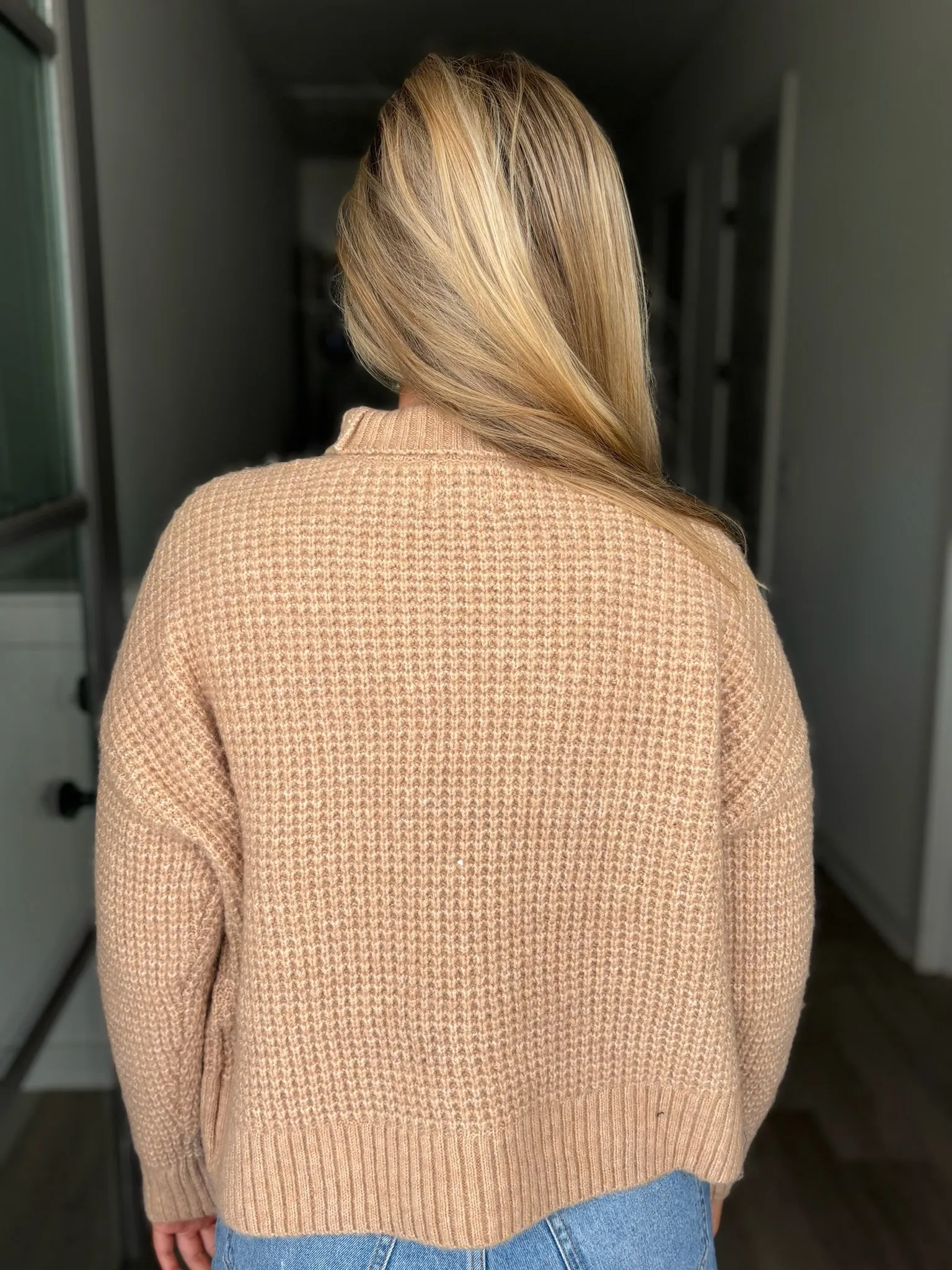 FINAL SALE - Beige Turtleneck Knitted Sweater