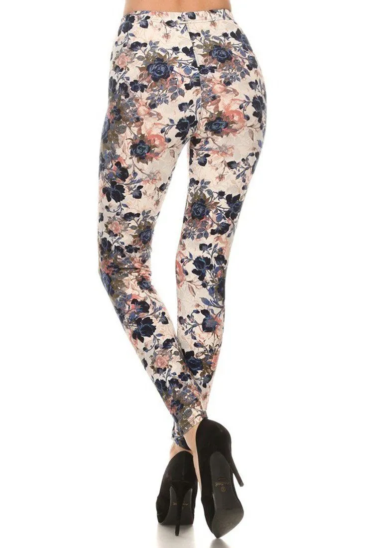 Floral Garden Graphic Print Lined Leggings