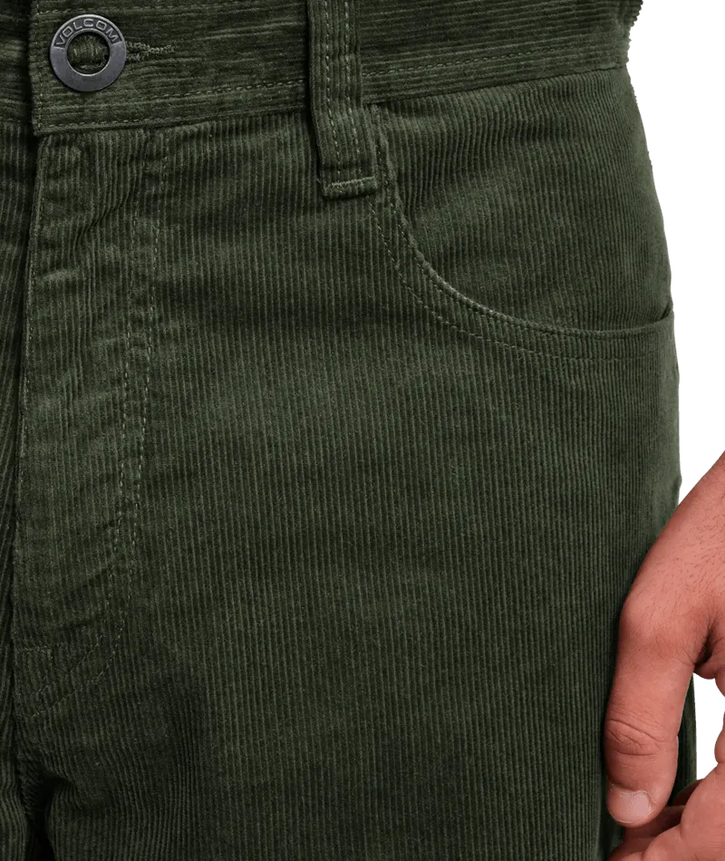 Frickin Loose Tapered Cord Trousers in Squadron Green