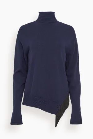 Fringe Statement Pullover in True Navy