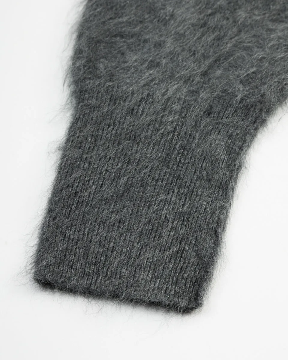 Fur Cashmere V Pullover - Charcoal