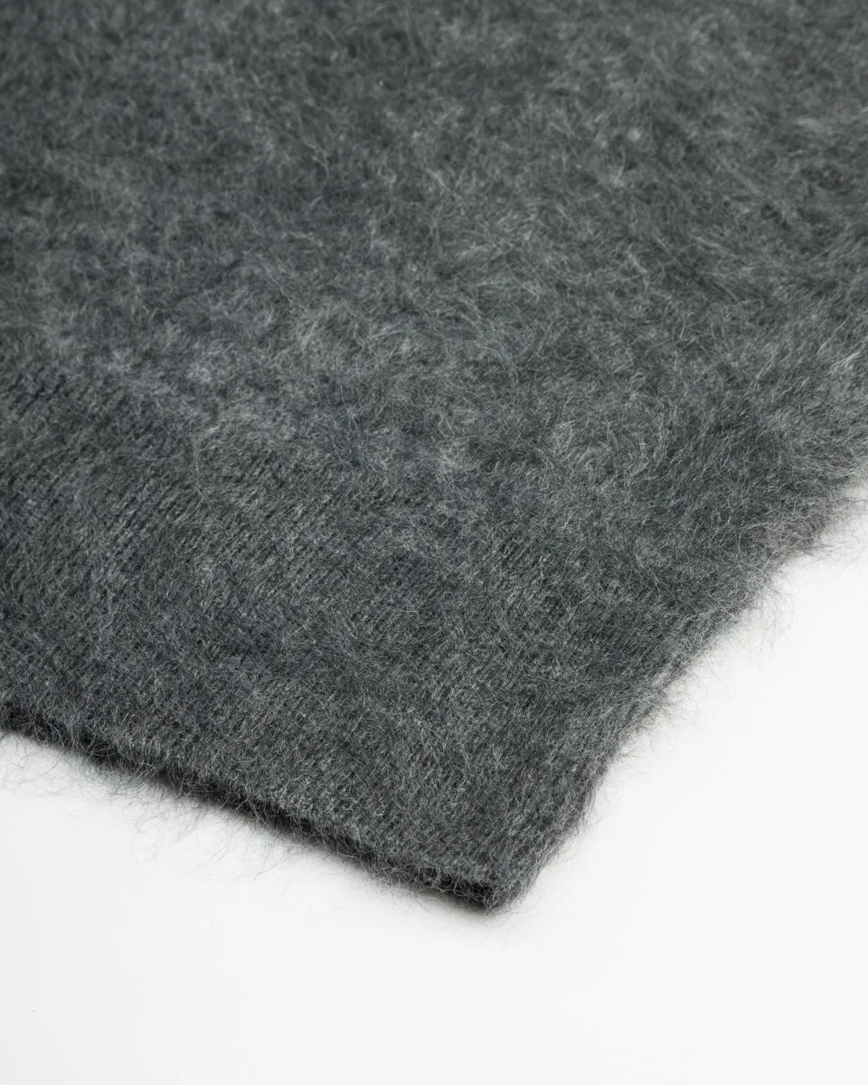 Fur Cashmere V Pullover - Charcoal