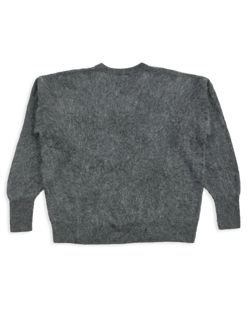 Fur Cashmere V Pullover - Charcoal