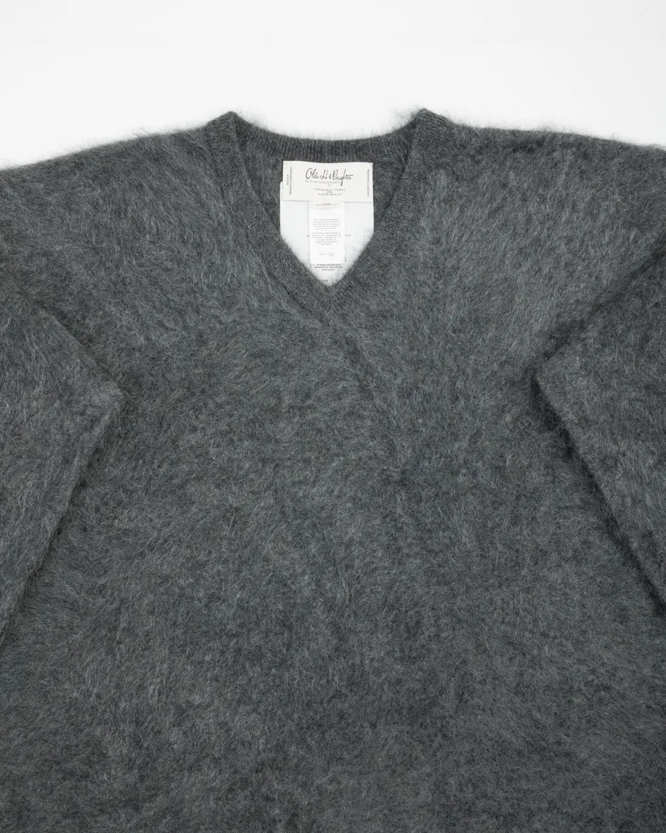 Fur Cashmere V Pullover - Charcoal