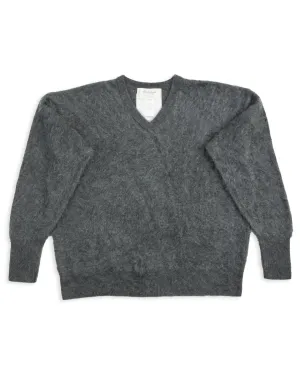 Fur Cashmere V Pullover - Charcoal