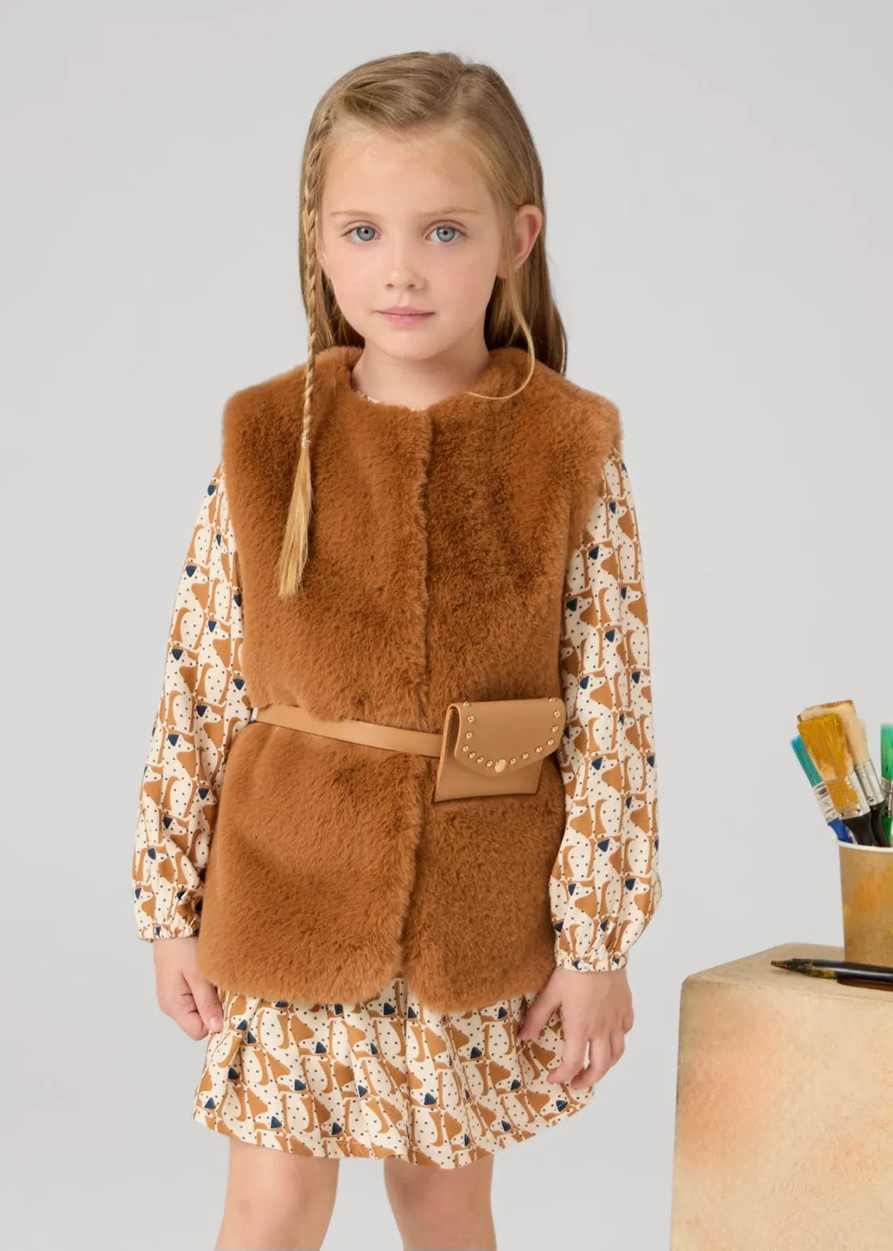 Fur Vest with Belt/Mayoral