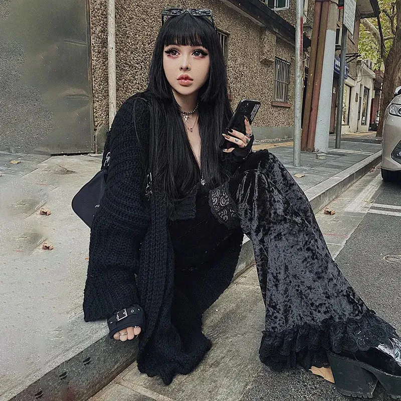 Goth Lace Velvet Flares